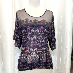Free People Paisley Short Sleeve Top